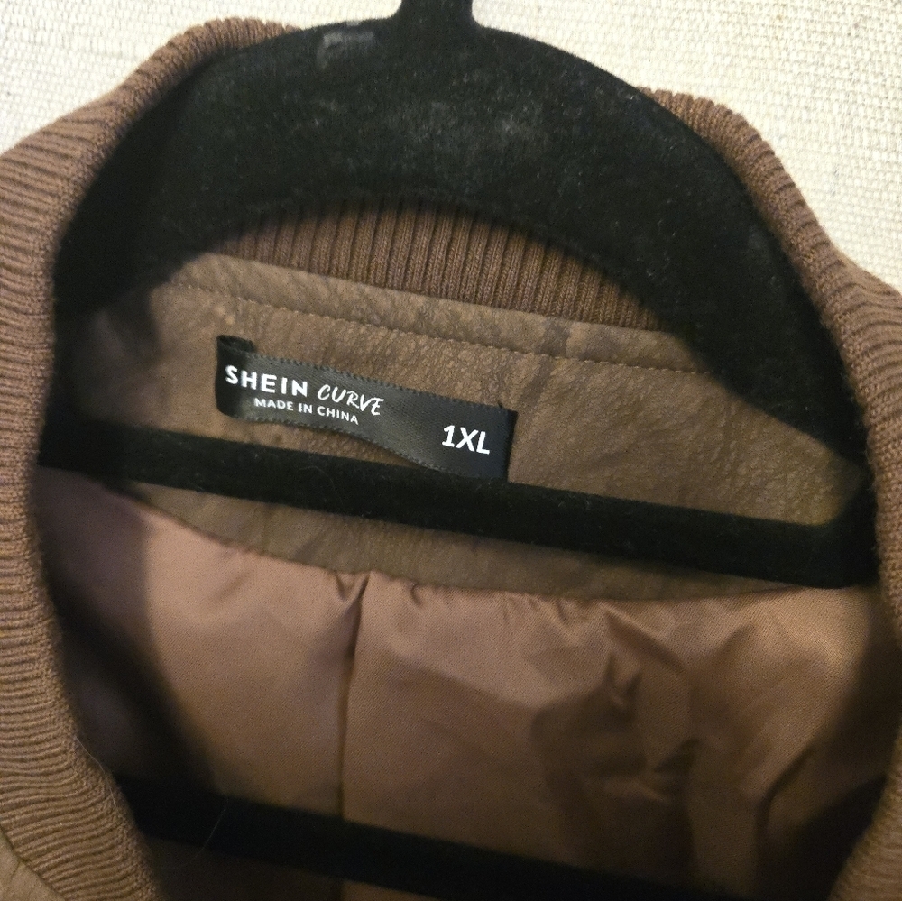 Brown Vegan Bomber Jacket - Picture 2 of 3